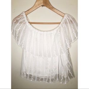 Off the Shoulder White Detail Top